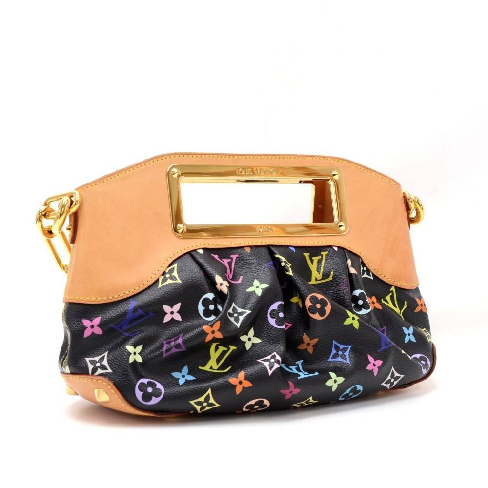 Louis Vuitton Judy PM bag in black multicolor monogram canvas. Top is secured with small flap and magnetic closure. Inside has dark gray alkantra lining with 1 open and 1 flap pocket. Great for daily use or night out.

Made in: France
Serial Number: