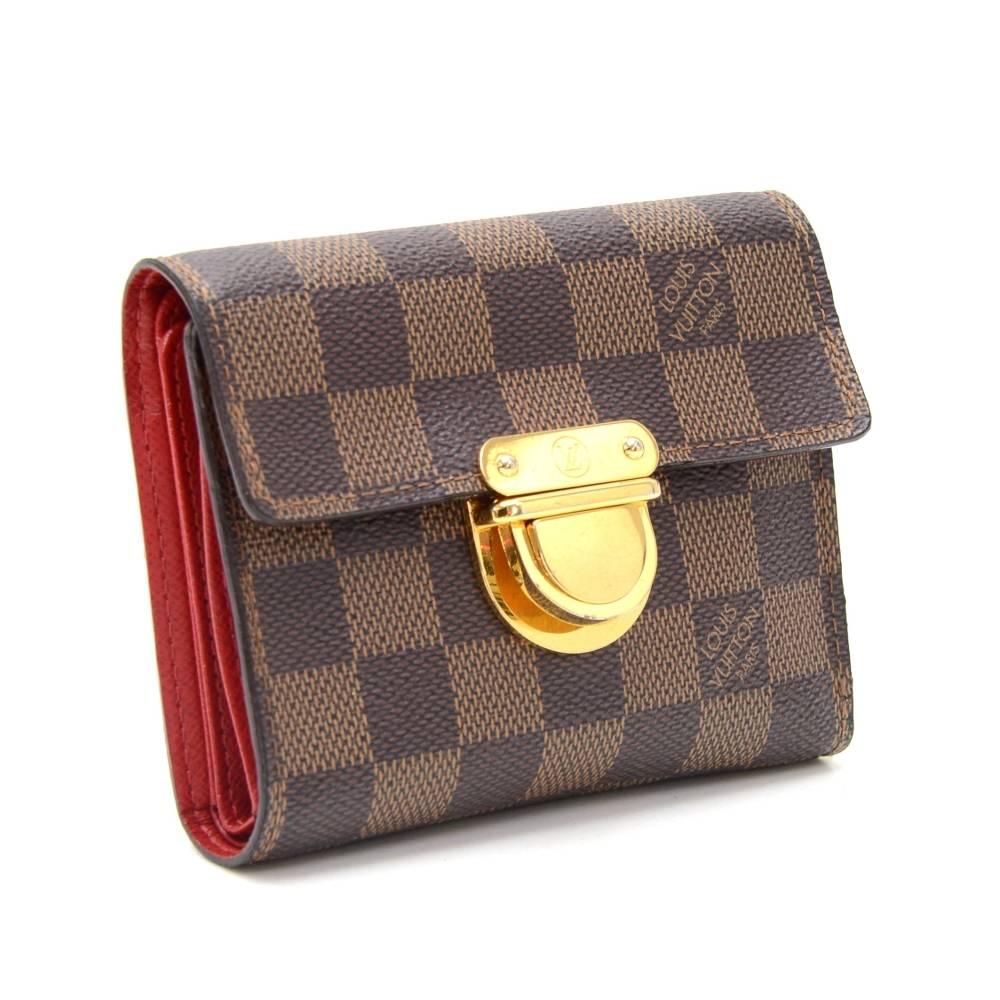 Louis Vuitton Portefeuille Koala Wallet in Damier canvas. It has large notes compartment, 9 slots for cards, 1 pocket for ID and separate coin case closed with zipper on the back.

Made in: Spain
Serial Number: CA0057
Size: 4.9 x 3.9 x 0.8 inches or