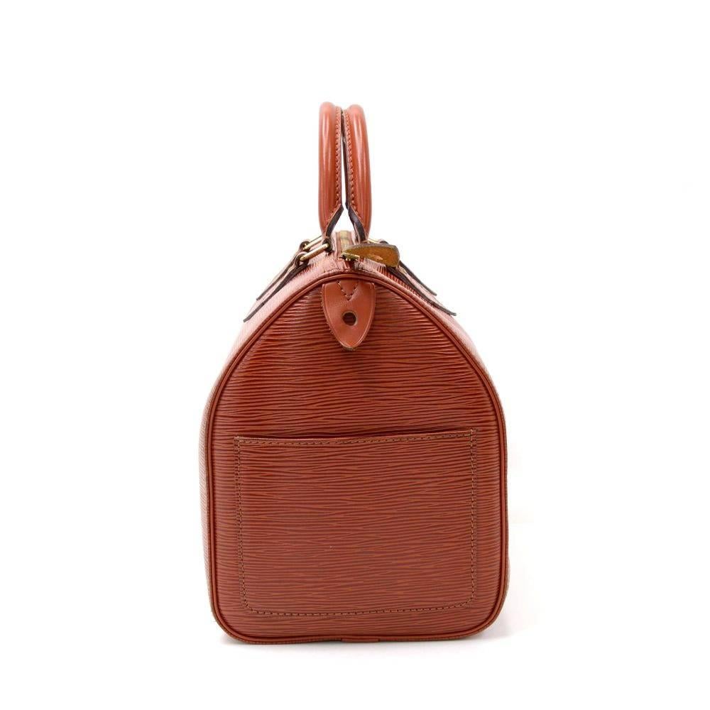Brown Vintage Louis Vuitton Speedy 30 Kenyan Fawn Epi Leather City Hand Bag