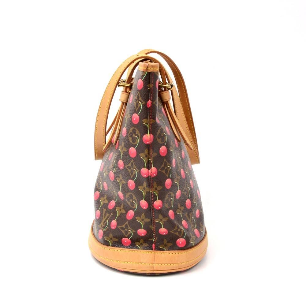 Brown Louis Vuitton Bucket PM Monogram Cherry Canvas Shoulder Bag - 2005 Limited 