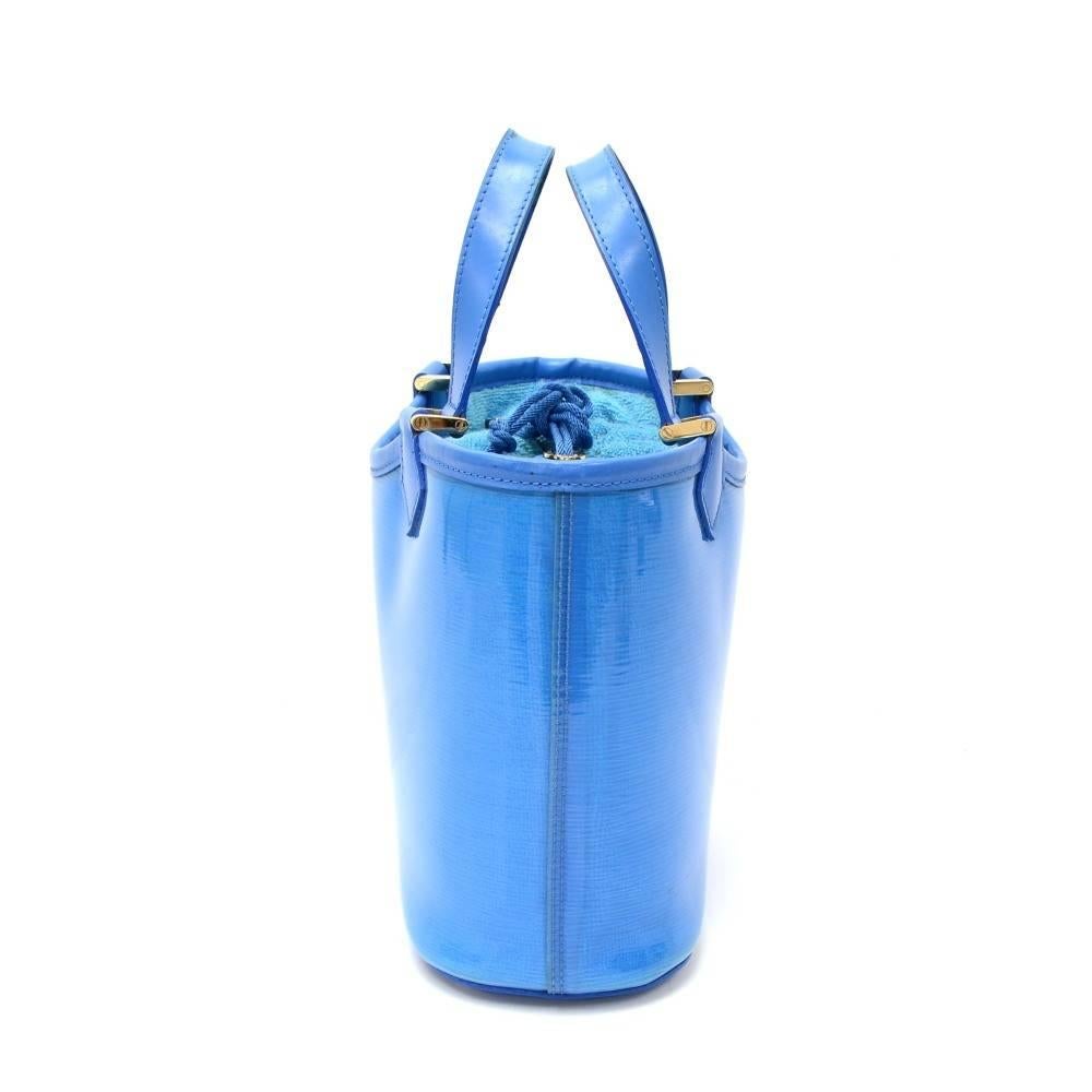 Women's Louis Vuitton Plage Lagoon PM Blue Vinyl Beach Tote Handbag 
