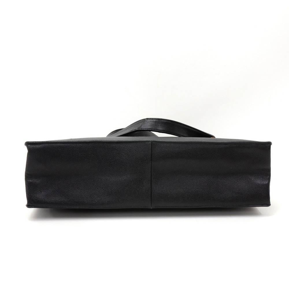 Chanel Jumbo XL Black Caviar Leather Shoulder Shopping Tote Bag 2