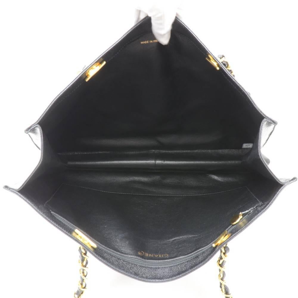 Chanel Jumbo XL Black Caviar Leather Shoulder Shopping Tote Bag 6