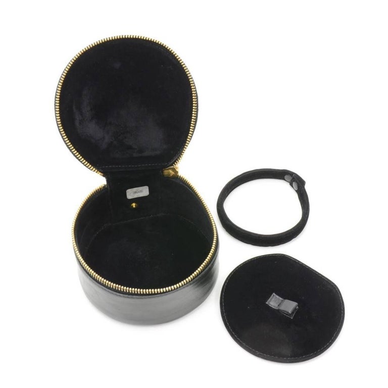 Vintage Chanel Black Leather Jewelry Case Pouch at 1stDibs