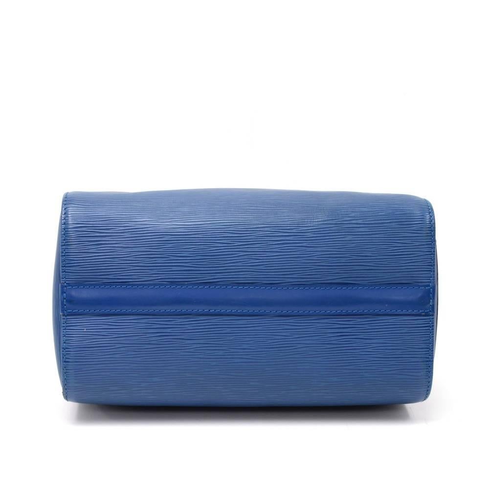 Women's Vintage Louis Vuitton Speedy 25 Blue Epi Leather City Hand Bag For Sale