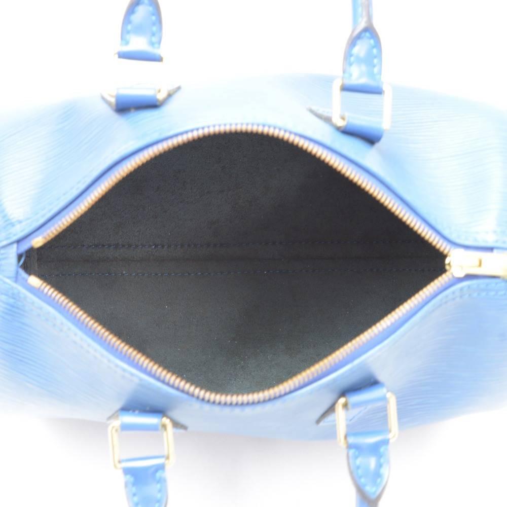 Vintage Louis Vuitton Speedy 25 Blue Epi Leather City Hand Bag For Sale 6