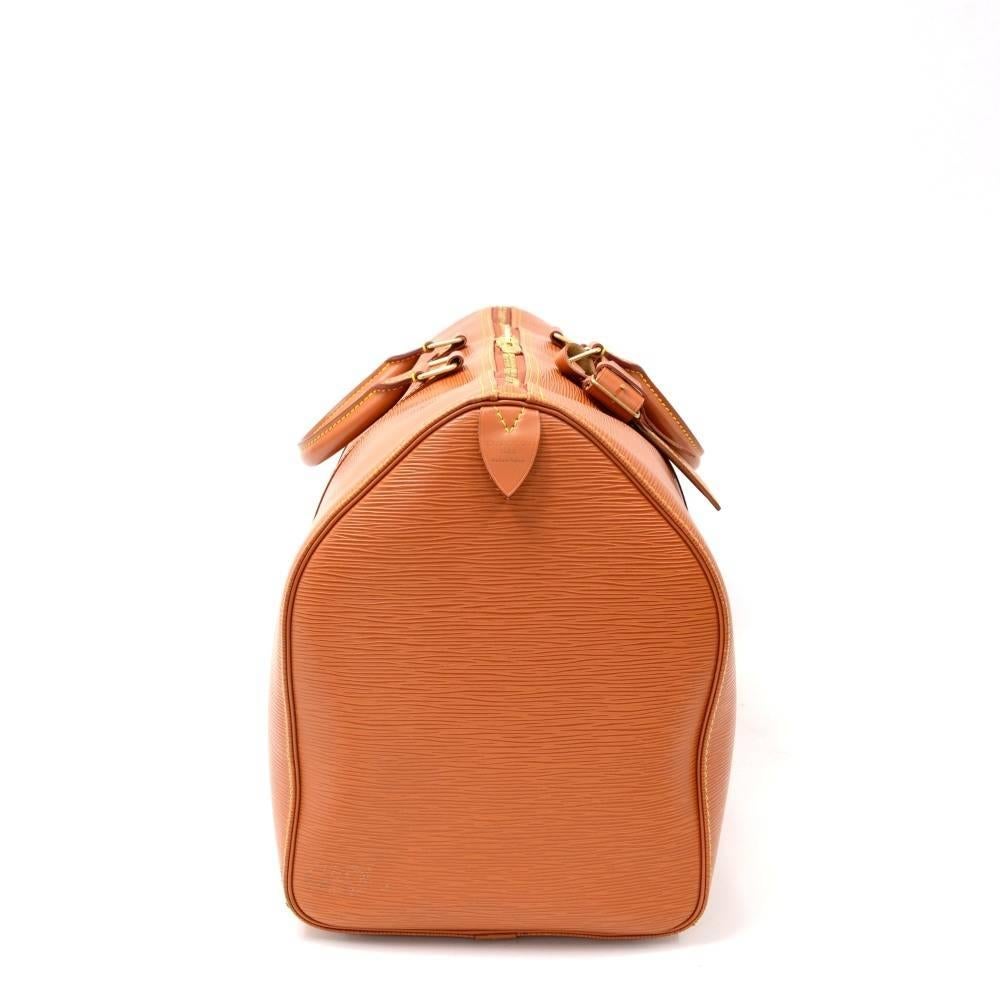 Orange Louis Vuitton Keepall 50 Brown Cipango Gold Epi Leather Travel Bag