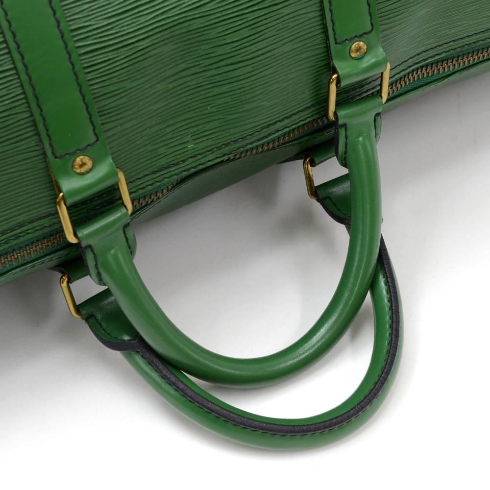 Vintage Louis Vuitton Keepall 55 Green Epi Leather Duffle Travel Bag 2