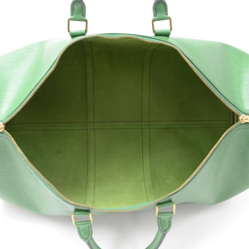 Vintage Louis Vuitton Keepall 55 Green Epi Leather Duffle Travel Bag 5
