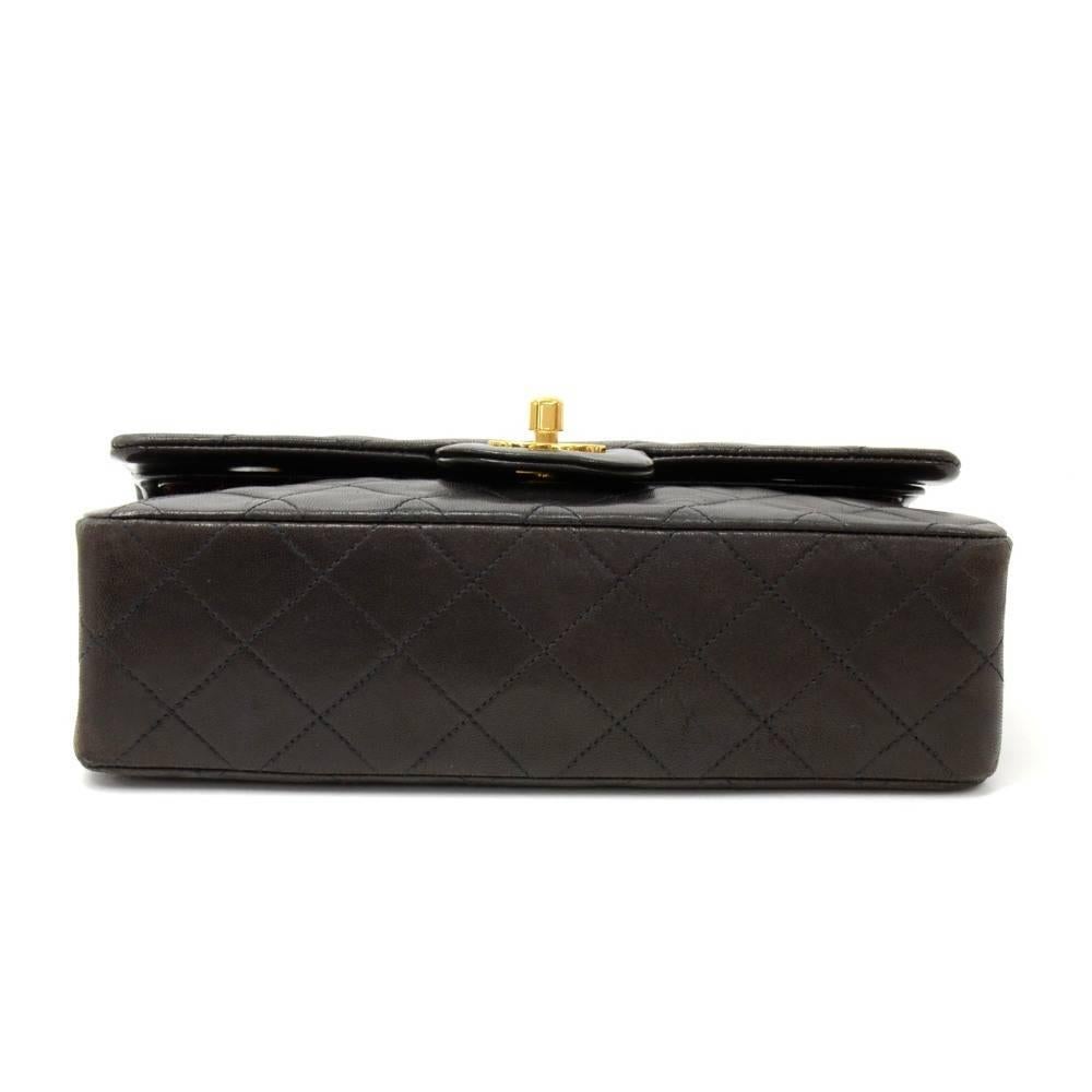 Vintage Chanel 2.55 Double Flap Black Quilted Leather Shoulder Bag  1
