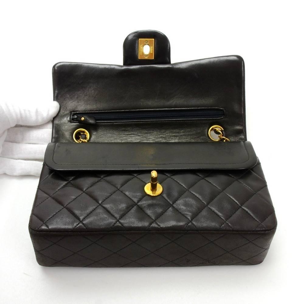 Vintage Chanel 2.55 Double Flap Black Quilted Leather Shoulder Bag  3