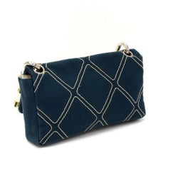 Chanel Navy Quilted Canvas No.5 Charm Flap Mini Hand Bag
