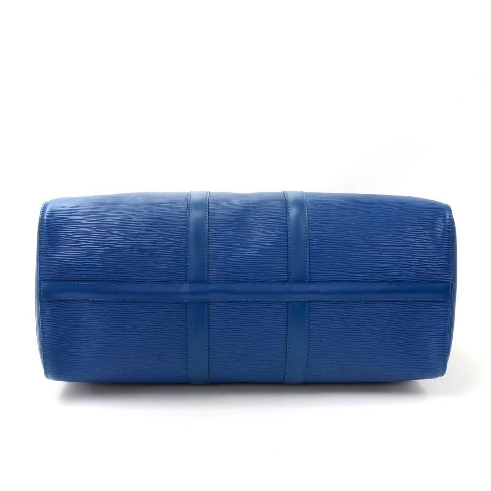 Vintage Louis Vuitton Keepall 45 Blue Epi Leather Duffle Travel Bag 1
