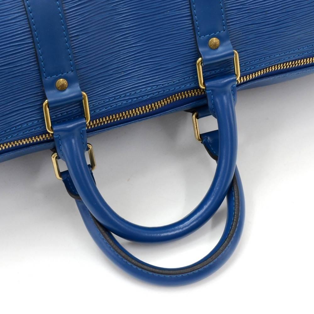 Vintage Louis Vuitton Keepall 45 Blue Epi Leather Duffle Travel Bag 3