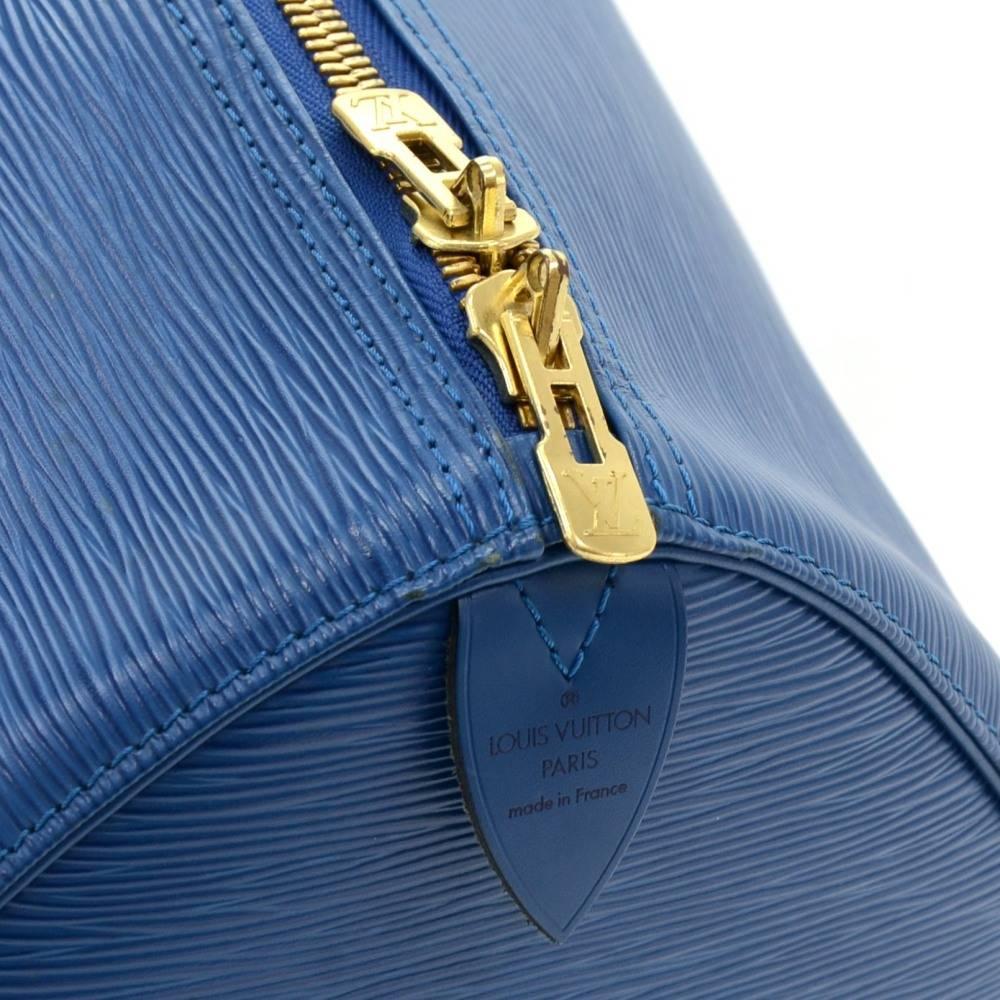 Vintage Louis Vuitton Keepall 45 Blue Epi Leather Duffle Travel Bag 2