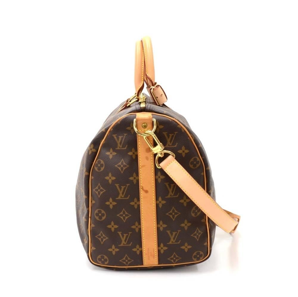 Brown Louis Vuitton Keepall 45 Bandouliere Monogram Canvas Duffle Travel Bag + Strap