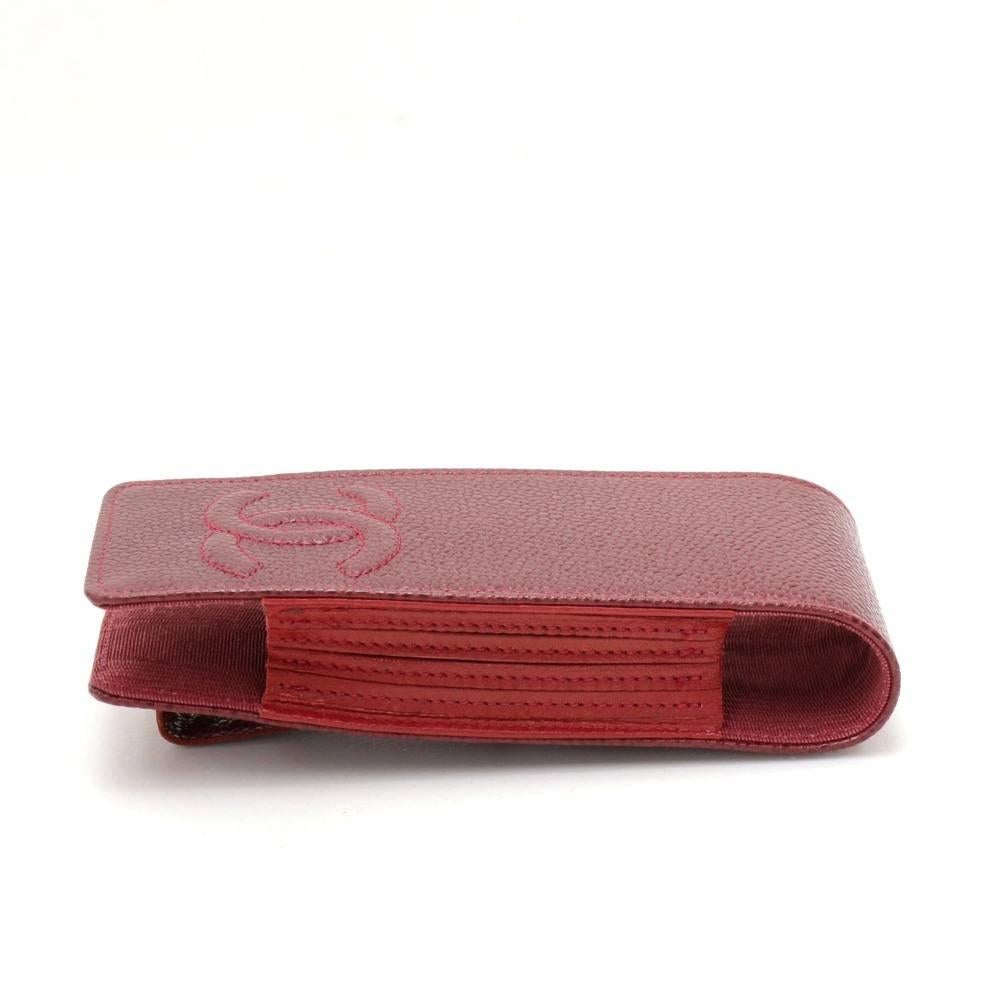Brown Chanel Burgundy Caviar Leather Phone/Cigarette Case For Sale