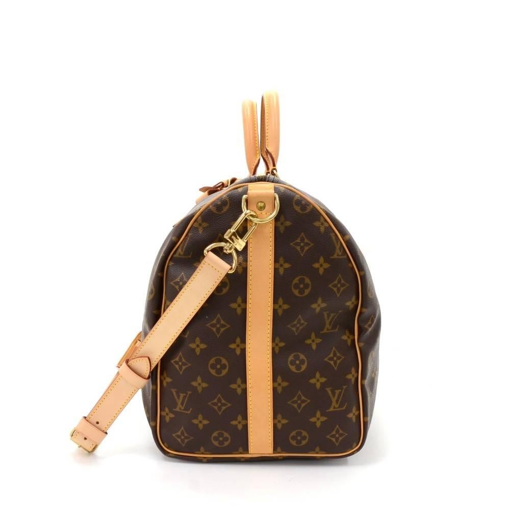 Black Louis Vuitton Keepall 50 Bandouliere Monogram Canvas Duffel Travel Bag + Strap