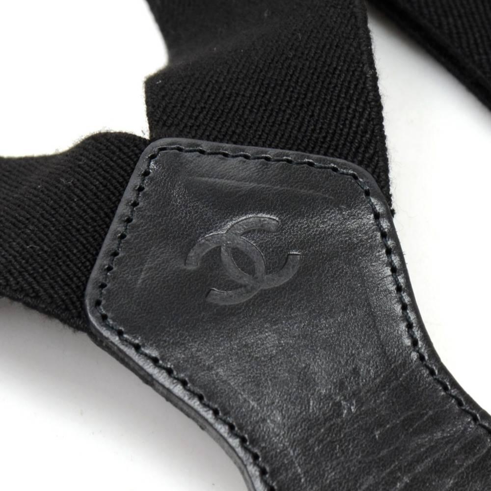 Women's or Men's Chanel Black x White Suspenders Gold Tone Hardware