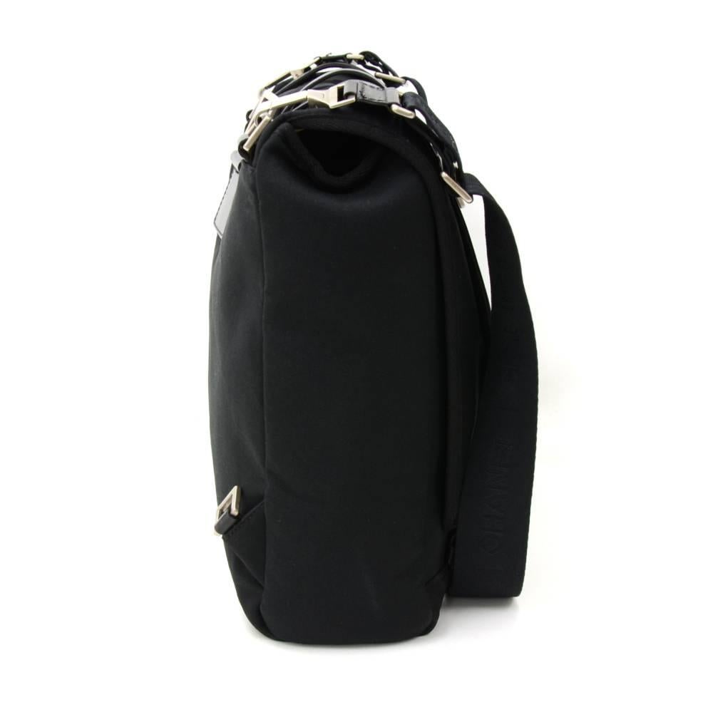 Women's or Men's Chanel Black Cotton x Leather 2 in 1 Shoulder Backpack Bag