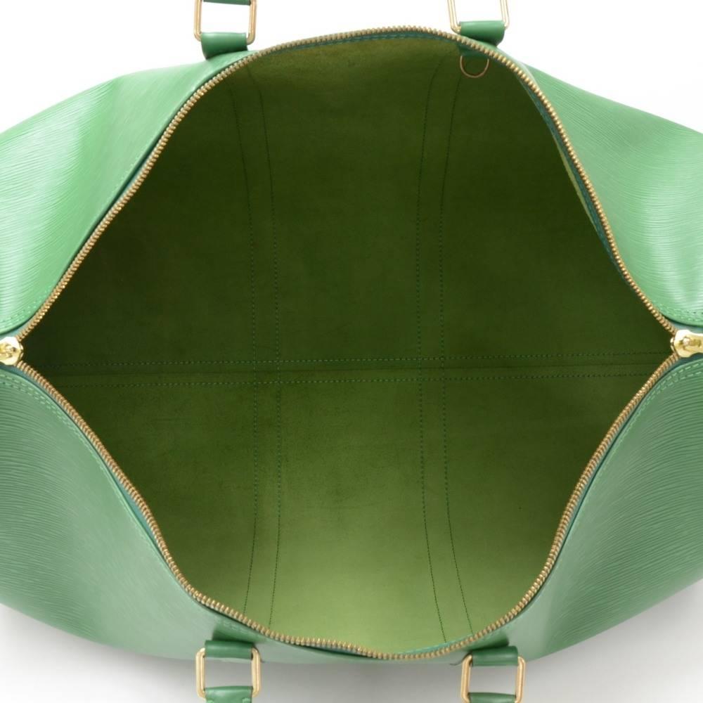 Louis Vuitton Vintage Keepall 55 Green Epi Leather Duffle Travel Bag 5