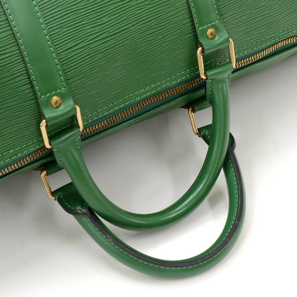 Louis Vuitton Vintage Keepall 55 Green Epi Leather Duffle Travel Bag 2