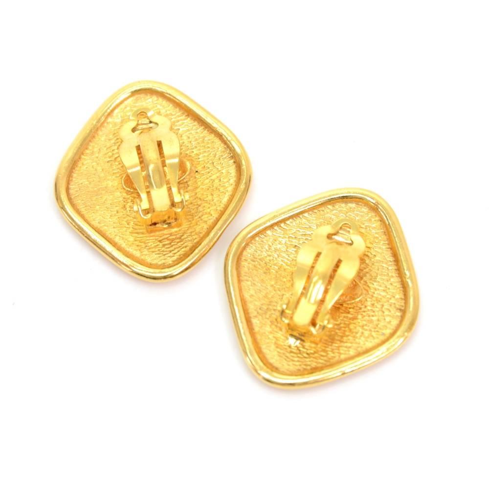 Vintage Chanel Black x Gold Tone Large Earrings In Good Condition In Fukuoka, Kyushu