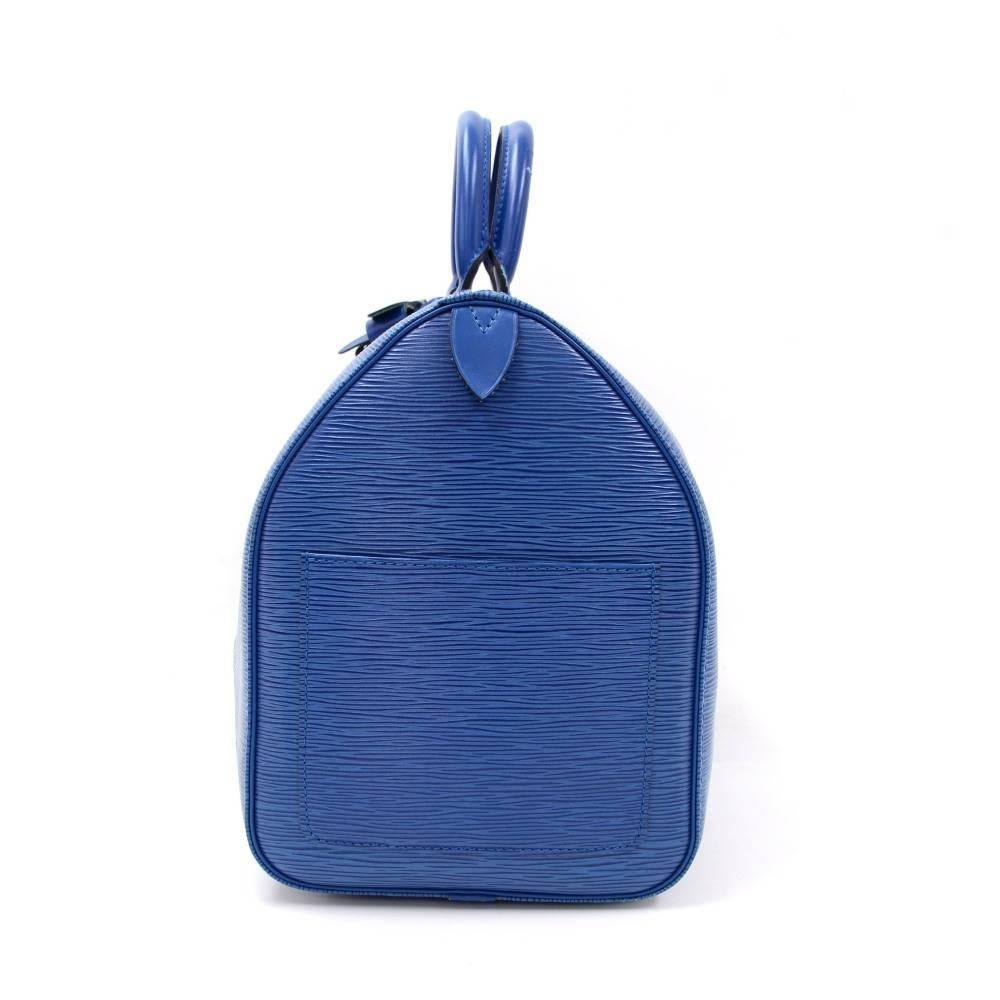 Vintage Louis Vuitton Keepall 45 Blue Epi Leather Duffle Travel Bag In Good Condition In Fukuoka, Kyushu