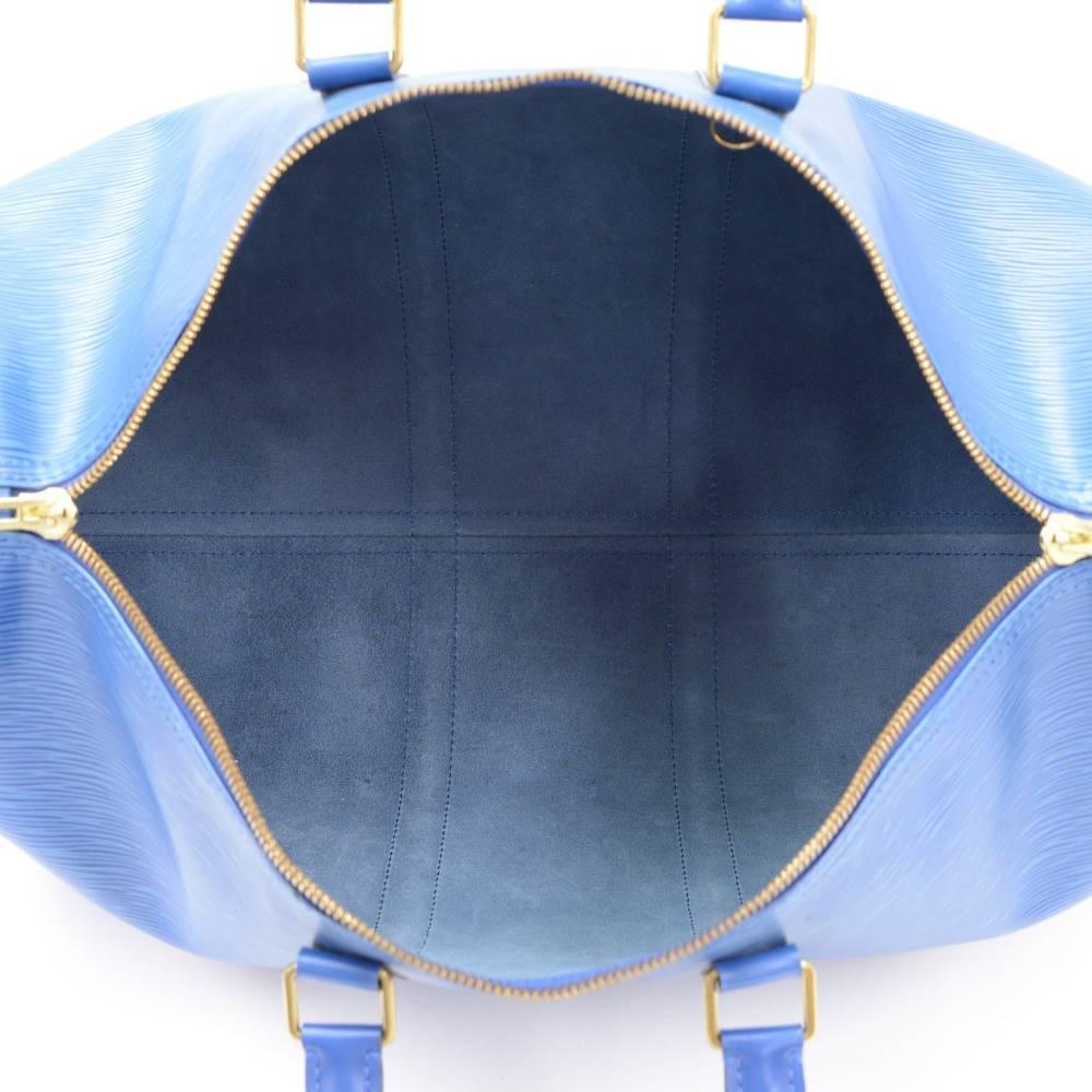Vintage Louis Vuitton Keepall 45 Blue Epi Leather Duffle Travel Bag 6