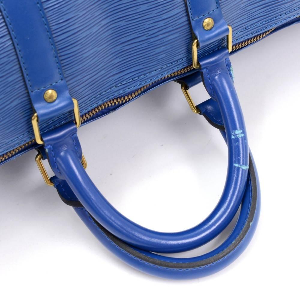 Vintage Louis Vuitton Keepall 45 Blue Epi Leather Duffle Travel Bag 3
