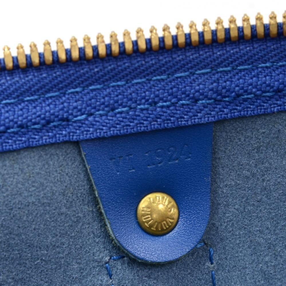 Vintage Louis Vuitton Keepall 45 Blue Epi Leather Duffle Travel Bag 5