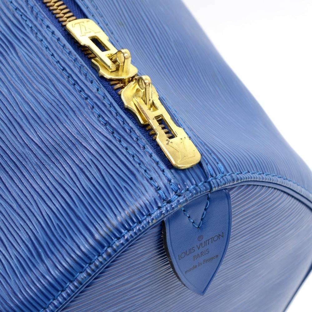 Vintage Louis Vuitton Keepall 45 Blue Epi Leather Duffle Travel Bag 2