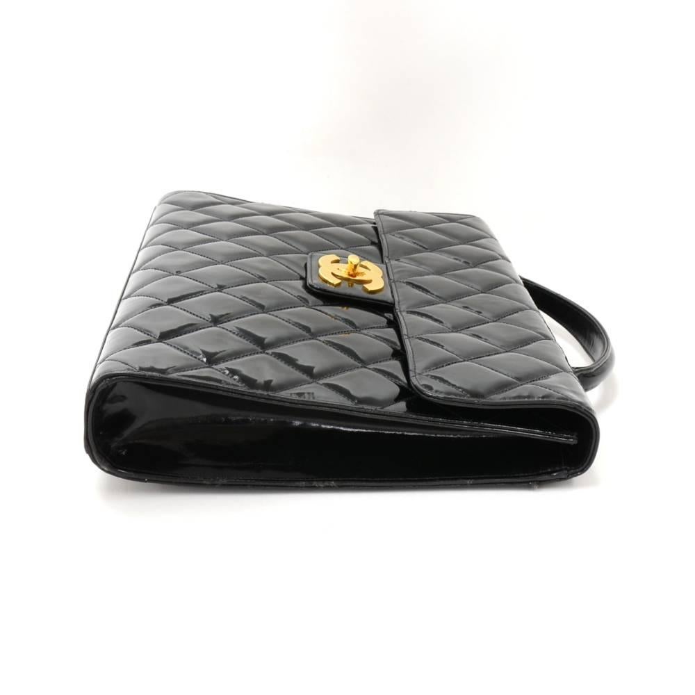 Chanel Black Patent Quilted Leather Document Brief Case Bag In Good Condition In Fukuoka, Kyushu