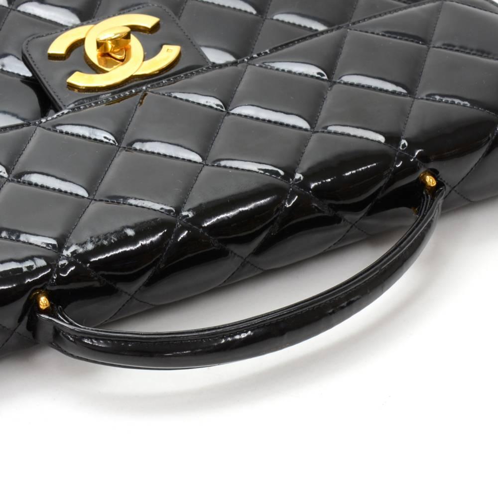Chanel Black Patent Quilted Leather Document Brief Case Bag 3