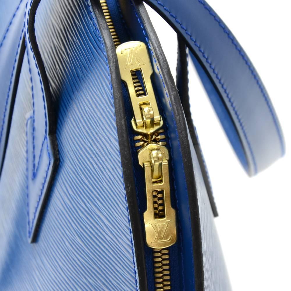 Louis Vuitton Vintage Lussac Blue Epi Leather Large Shoulder Bag 2