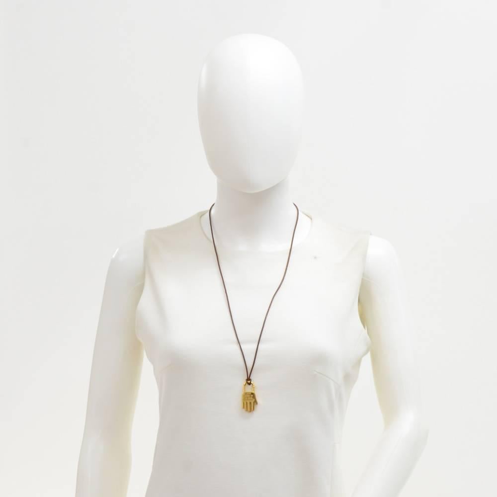 Women's Hermes Gold Tone Hand Motif Cadena Pendant String Necklace For Sale