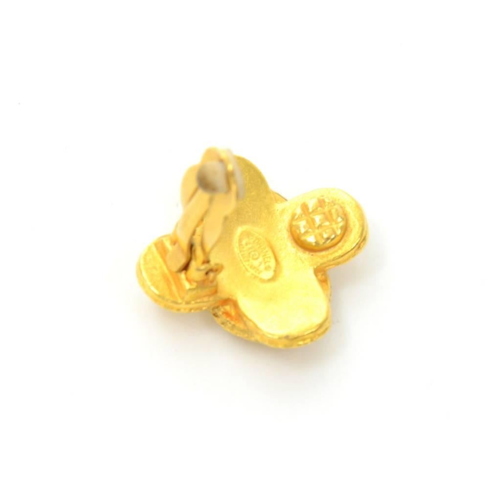 Women's Chanel Gold Tone CC Logo Cross Shaped Earrings
