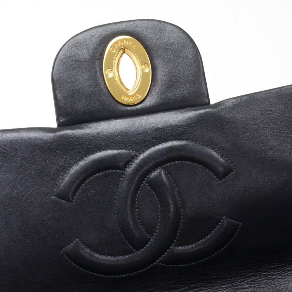Chanel Vintage 13 Inch Maxi Jumbo Black Quilted Leather Shoulder Flap Bag 3