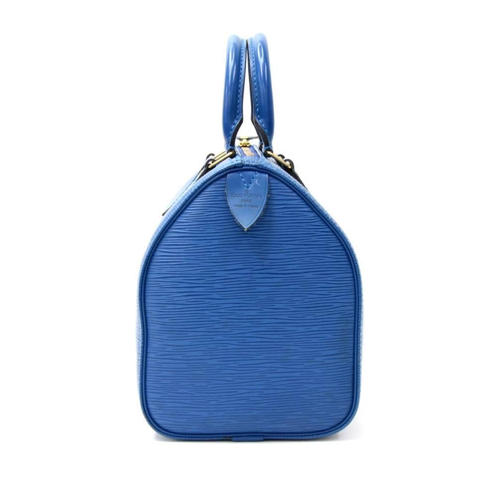 Louis Vuitton Vintage Speedy 25 Blue Epi Leather City Hand Bag In Good Condition In Fukuoka, Kyushu