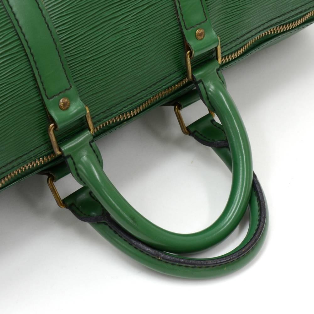 Louis Vuitton Vintage Keepall 45 Green Epi Leather Duffle Travel Bag 1