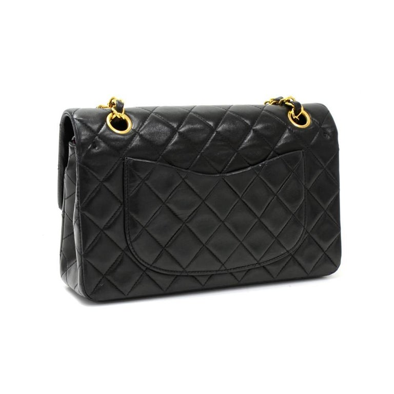 Chanel Vintage 2.55 9 inch Double Flap Black Quilted Leather Shoulder