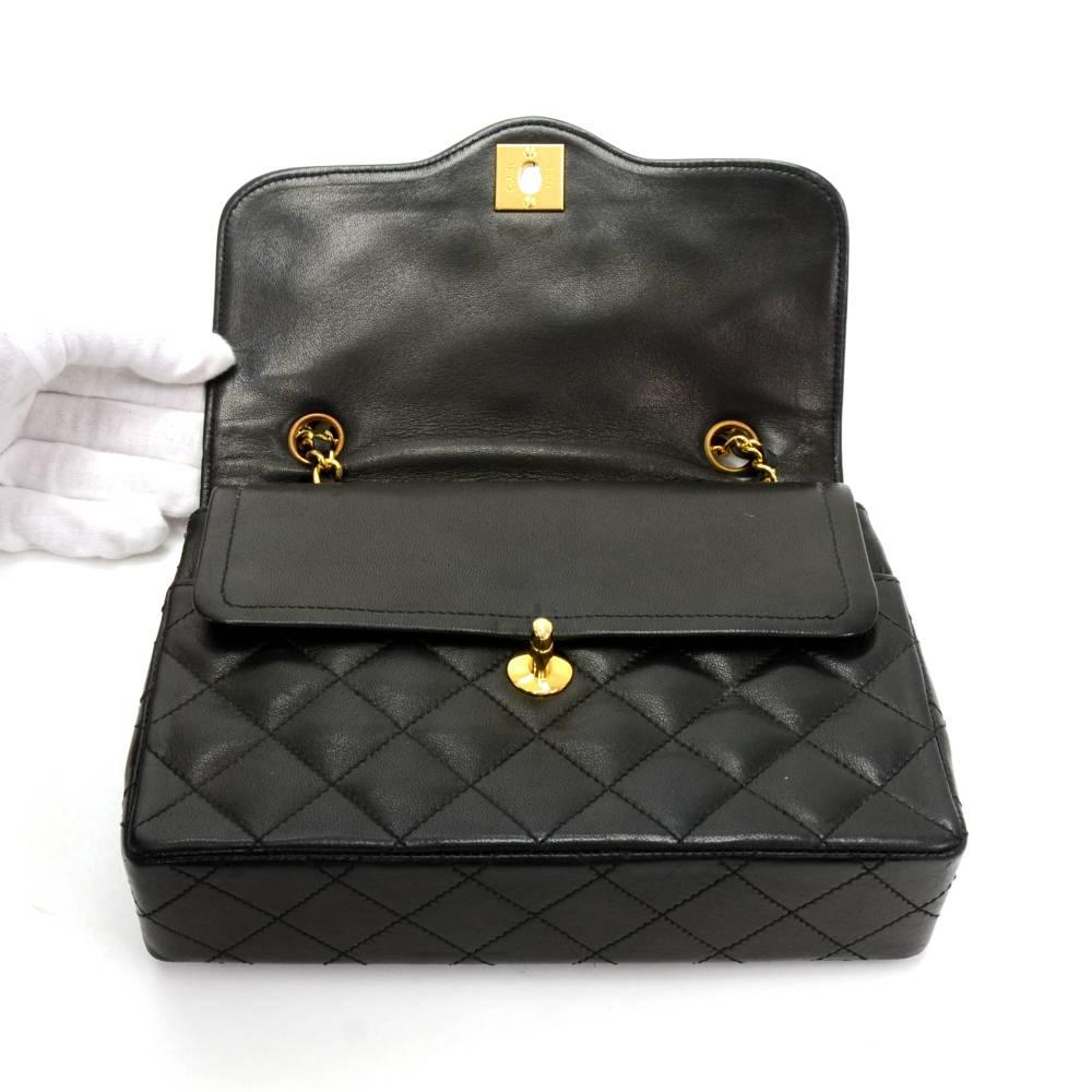 Chanel Vintage 8 in Double Flap Black Quilted Leather Paris Limited Shoulder Bag 3