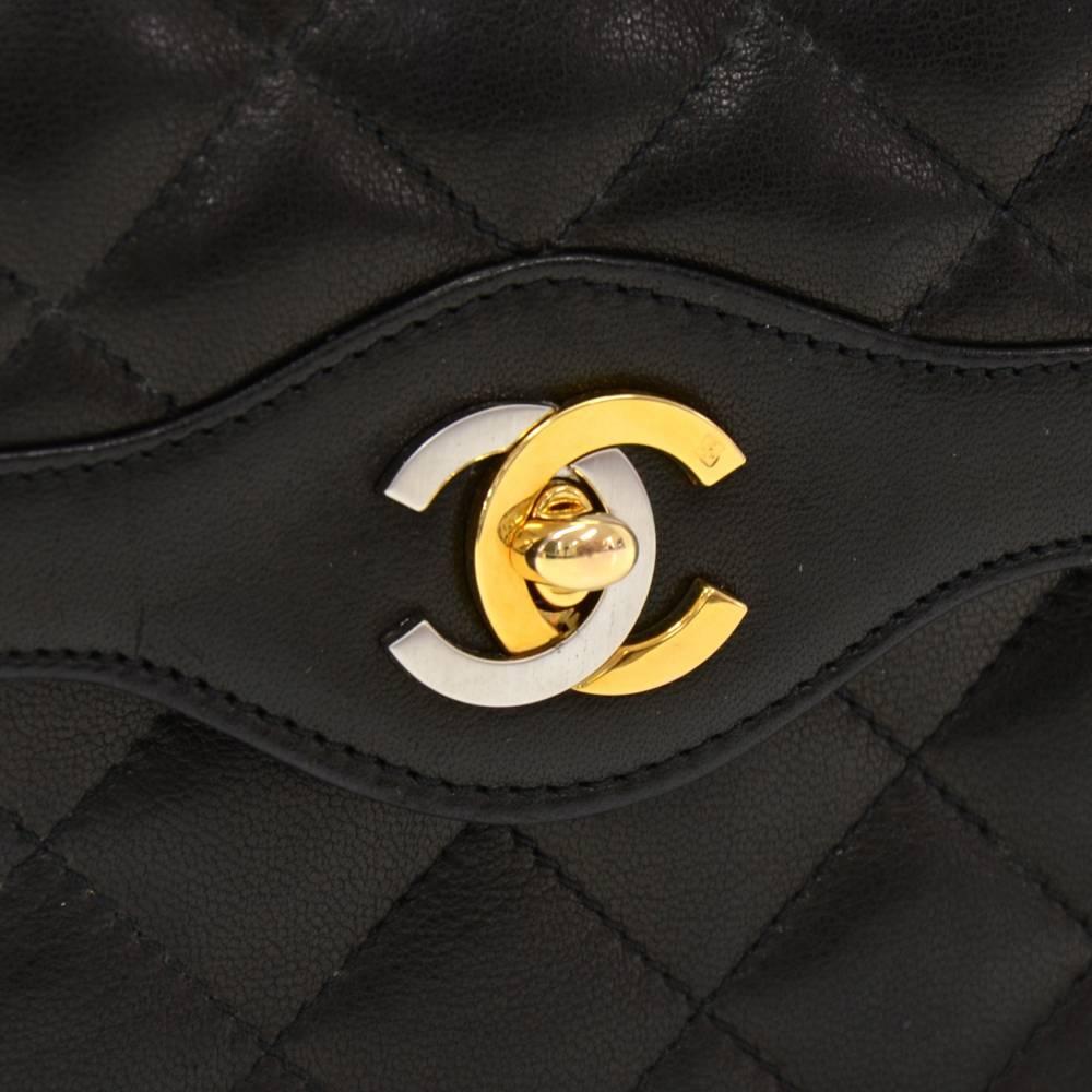 Chanel Vintage 8 in Double Flap Black Quilted Leather Paris Limited Shoulder Bag 1