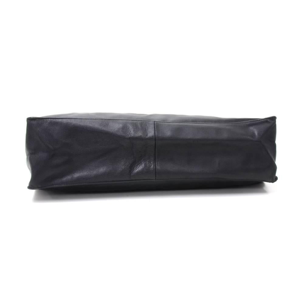 Chanel Vintage Jumbo XL Black Leather Shoulder Shopping Tote Bag 1