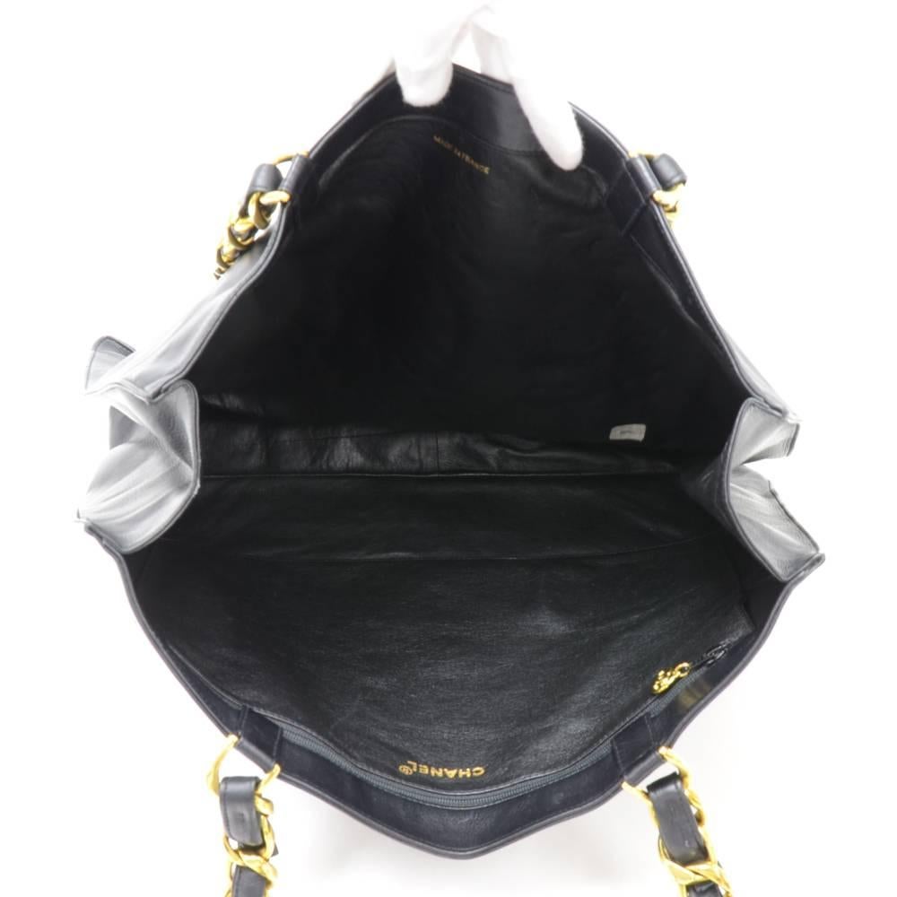 Chanel Vintage Jumbo XL Black Leather Shoulder Shopping Tote Bag 6