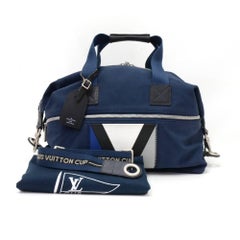 Louis Vuitton LV Cup Gennaker Blue Canvas Boston Travel Bag + Strap