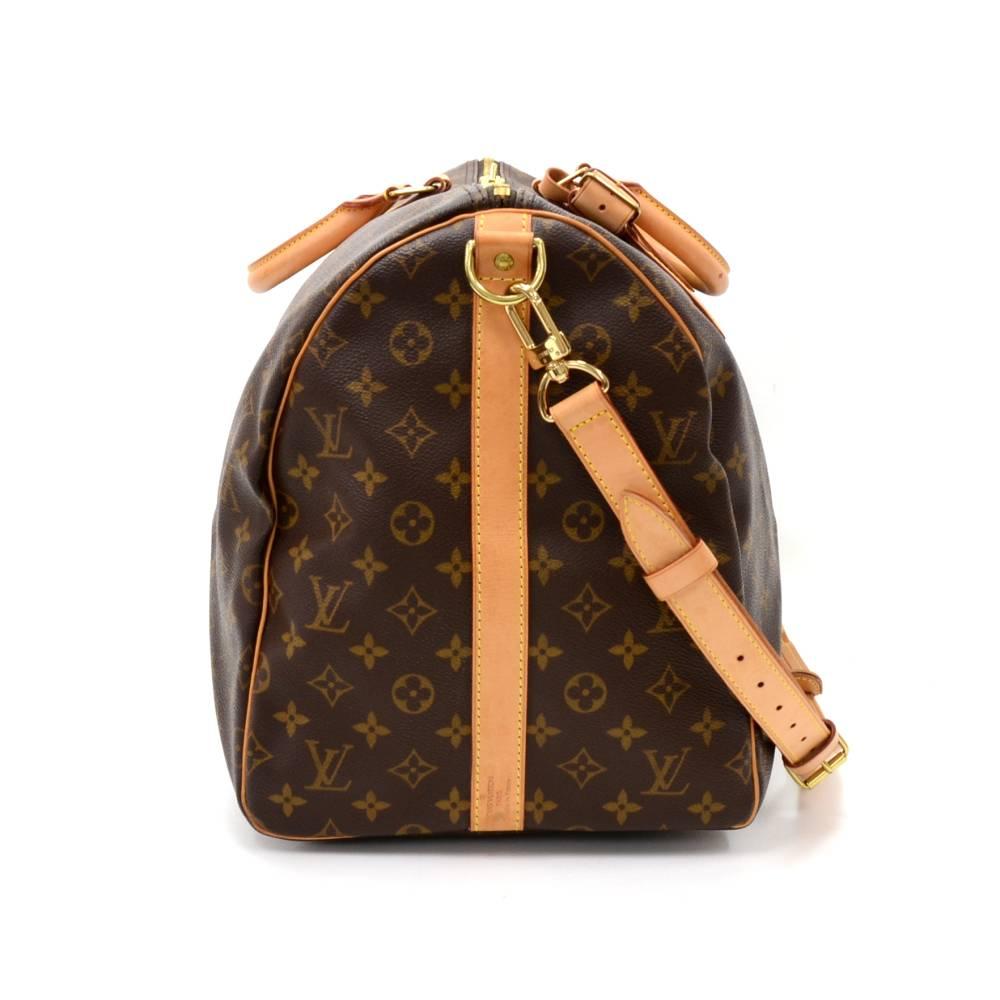 Black Louis Vuitton Keepall 55 Bandouliere Monogram Canvas Duffel Travel Bag + Strap