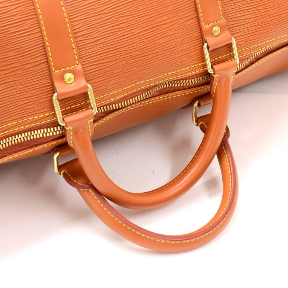Louis Vuitton Keepall 55 Brown Cipango Gold Epi Leather Duffle Travel Bag  2