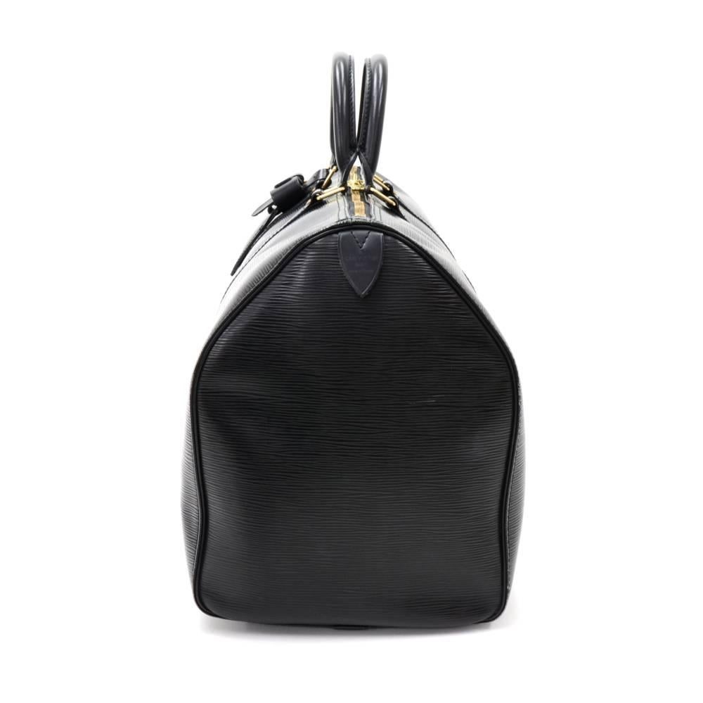 Vintage Louis Vuitton Keepall 50 Black Epi Leather Travel Bag  In Good Condition In Fukuoka, Kyushu