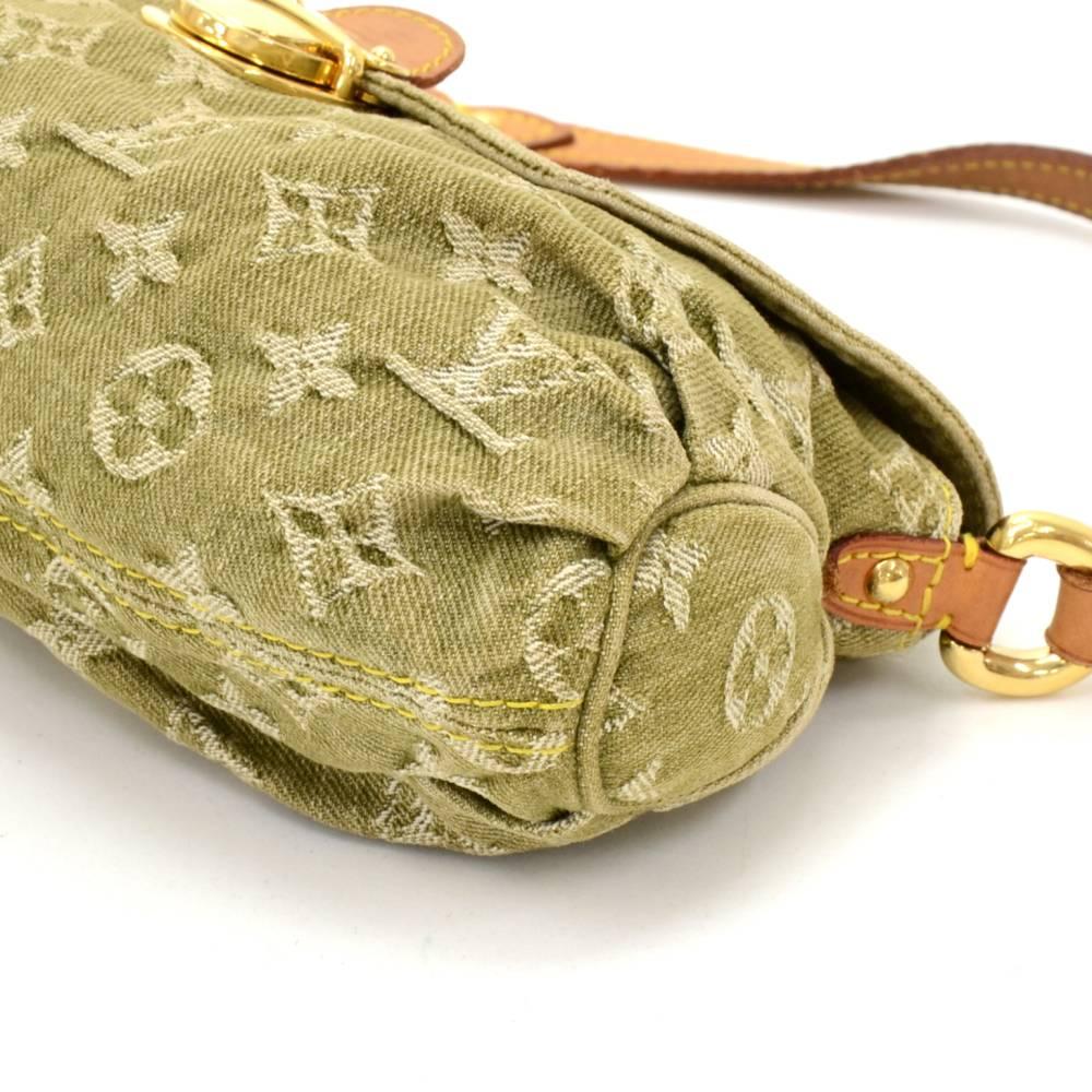 Women's Louis Vuitton Mini Pleaty Green Monogram Denim Shoulder Hand Bag